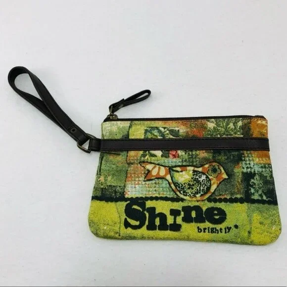 Demdaco Kelly Rae Roberts Clutch Wristlet Shine Brightly Small Zipper Handle Art - Picture 2 of 12